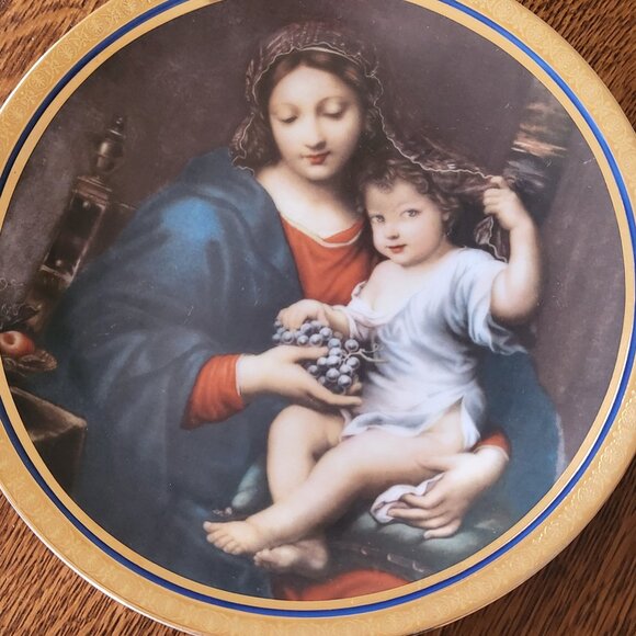 Madonna of the Grapes Porcelain China Collector's Plate by Woodmere China - Picture 2 of 7